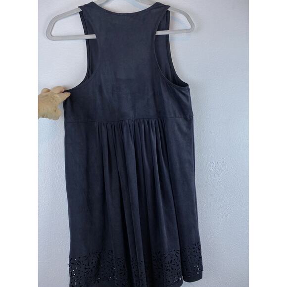 MINKPINK Sz M Black Empire Waist Laser Cut Sleeveless Racerback Dress - Picture 5 of 10